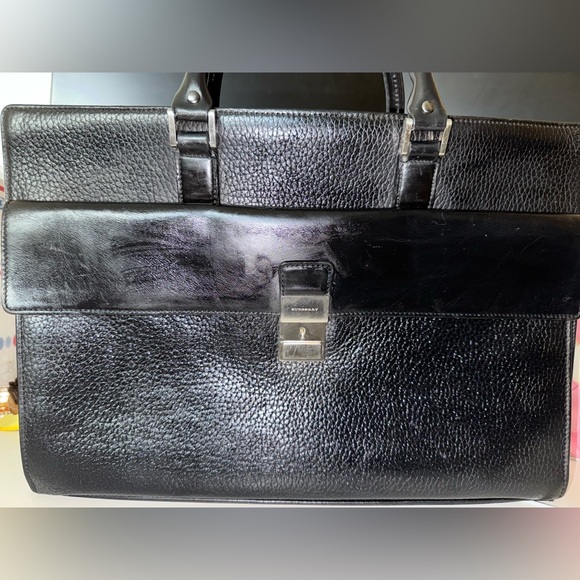 Burberry Bag Briefcase Business Men's Leather Genuine Black - Picture 1 of 12